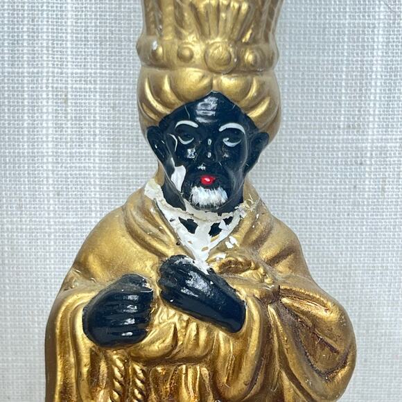 Vintage Mid Century 3 King Candle Holder Painted Plaster Wisemen Christmas Decor - Picture 5 of 13